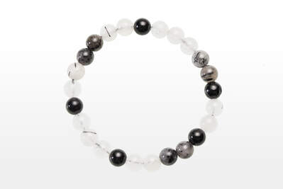 Rock Crystal with Tourmaline A/B Bead