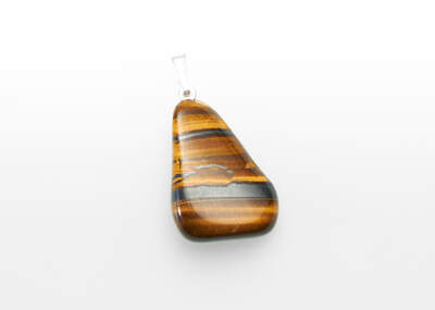 Tiger´s Eye with Hematite Tumbled Pendant