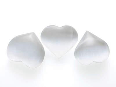Selenite Heart Palm Stone