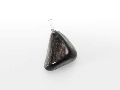 Obsidian Silver Tumbled Pendant
