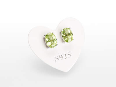 Peridot Facet. Earrings Oval Ag 925/1000