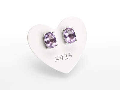 Amethyst Facet. Earrings Oval Ag 925/1000