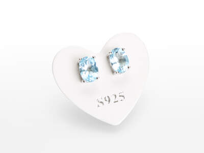 Topaz Facet. Earrings Oval Ag 925/1000