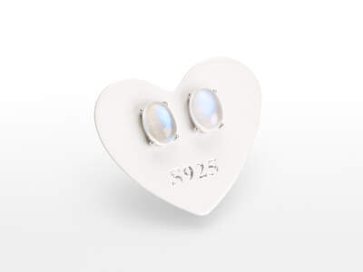 Moonstone Earrings Oval Ag 925/1000