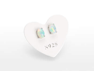 Opal Earrings Oval Ag 925/1000