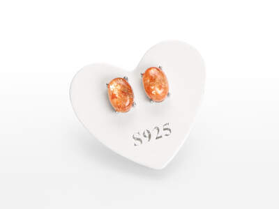 Sunstone Earrings Oval Ag 925/1000