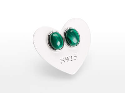Malachite Earrings Oval Ag 925/1000