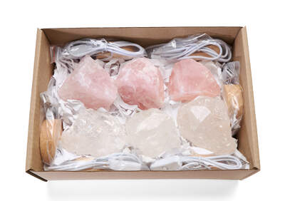 Rose Quatz+Rock Crystal with Light Base Box