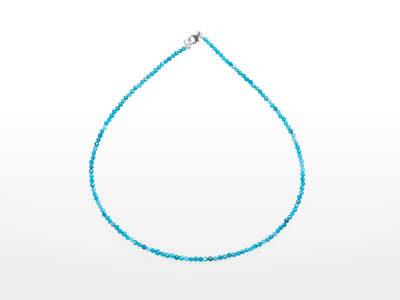 Apatite Facet. Necklace 3 mm Ag 925/1000