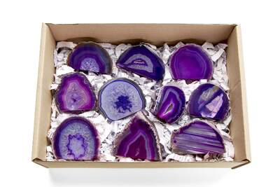 Agate Half Cut Base Purple Box