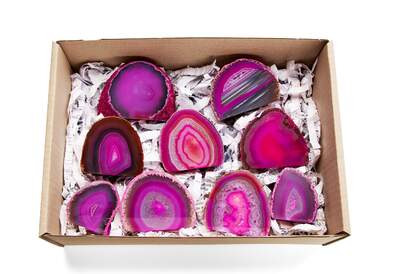 Agate Half Cut Base Pink Box