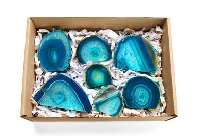 Agate Half Cut Base Teal Box