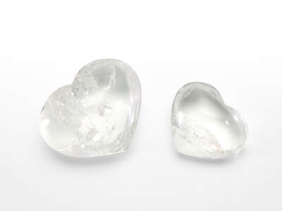 Rock Crystal Heart Palm Stone