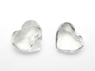 Rock Crystal Heart Palm Stone AA