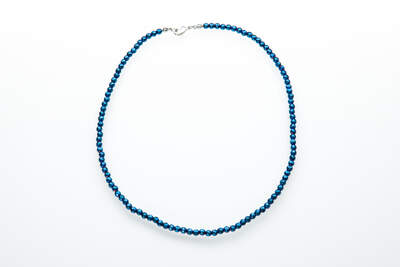 Hematite Necklace Faceted Blue