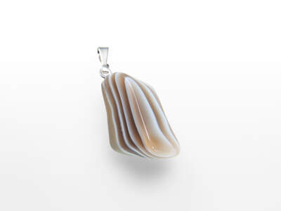 Agate Grey Botswana Tumbled Pendant