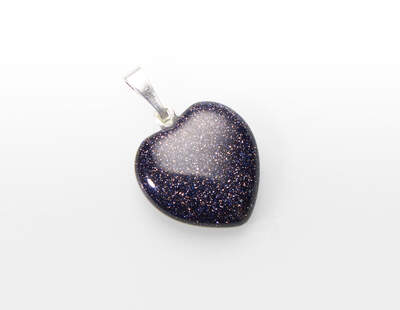 Goldstone Blue Heart Pendant