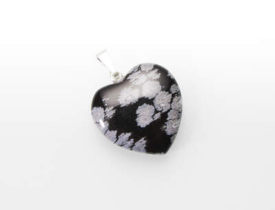 Obsidian Snowflake Heart Pendant
