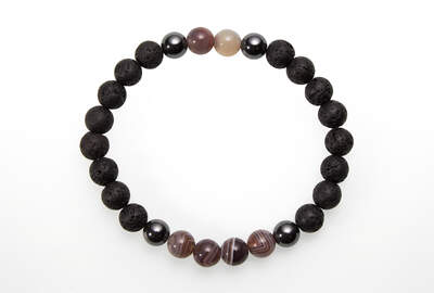Lava with Agate Botswana Bead for Men