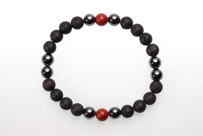 Lava with Jasper Red Bead for Men