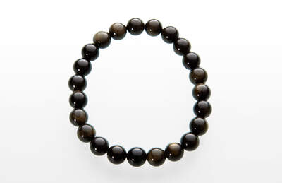 Obsidian Gold Bead for Men
