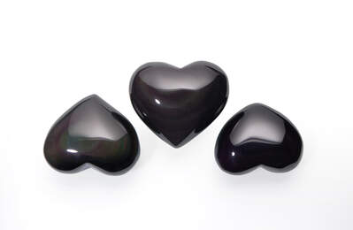 Obsidian Rainbow Heart Palm Stone