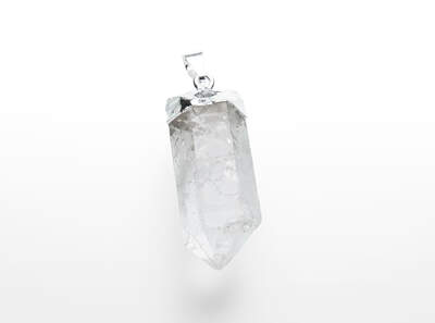 Rock Crystal Point Metal Plated Pendant