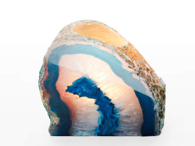 Achát nábrus svícen modrý