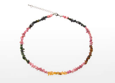 Tourmaline Watermelon AA Chips Necklace