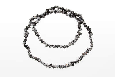 Obsidian Snowflake Chips Necklace Long