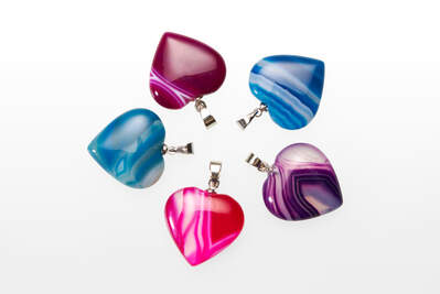 Agate Colored MIX Heart Pendant